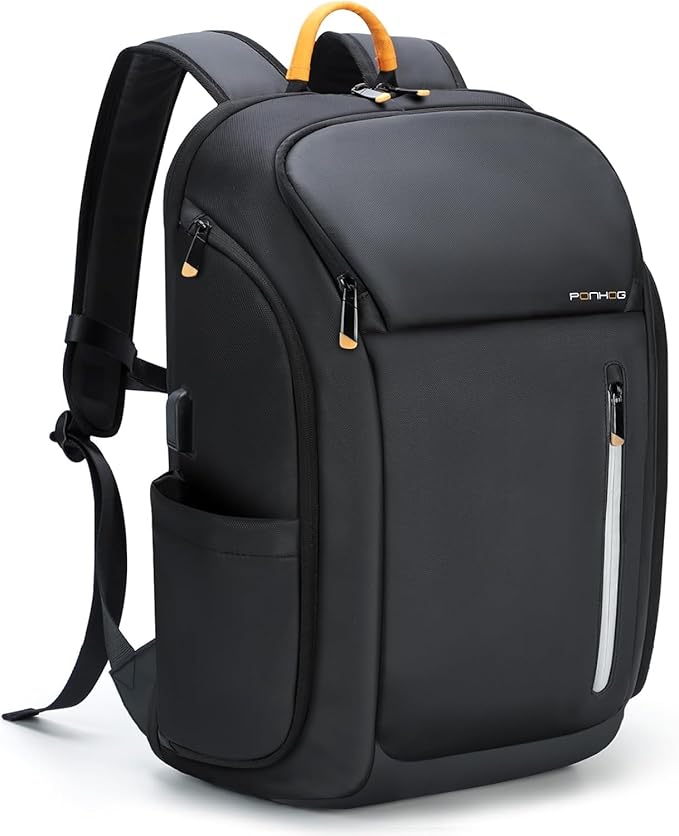 PONHOG Travel Laptop Backpack with USB Charging Port, TSA Friendly, Waterproof & 10 Pockets, Large Capacity for Business, School & Hiking"