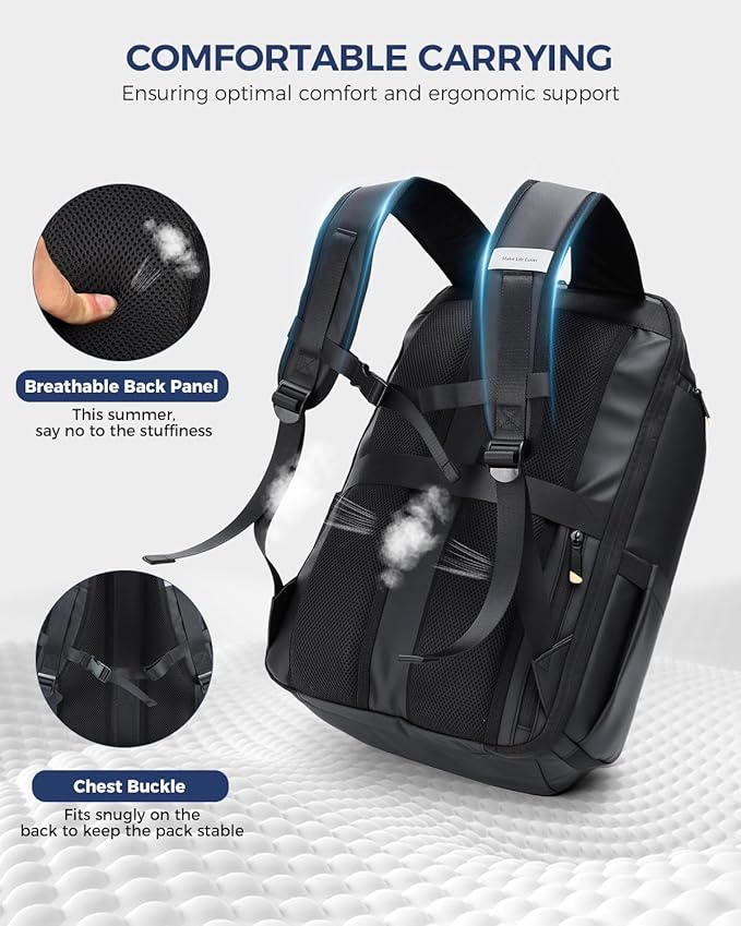 PONHOG Travel Laptop Backpack with USB Charging Port, TSA Friendly, Waterproof & 10 Pockets, Large Capacity for Business, School & Hiking"