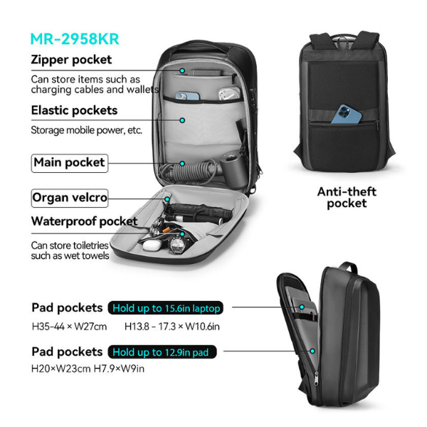 Elly Dior  Fashion Bagpack Charging Custom Men's USB Anti Theft Travel Smart Waterproof Laptop Bags